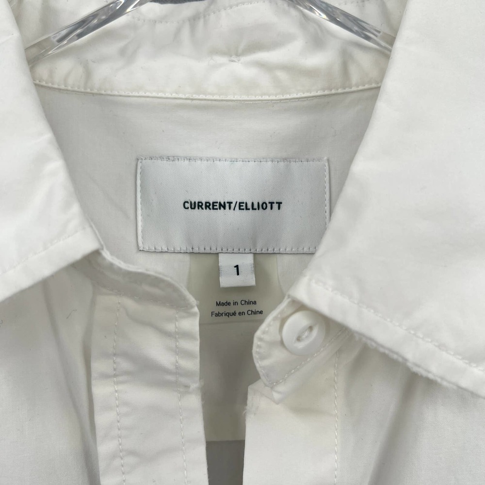 CURRENT/ELLIOTT Shirt Womens Small 1 White Long Sleeve Button Up Convertible - Picture 9 of 16